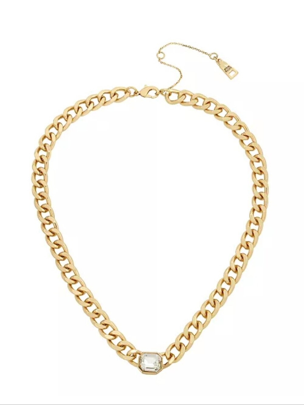 STEVE MADDEN GoldTONE Chain Necklace with Clear Stone Pendant/ BNWT